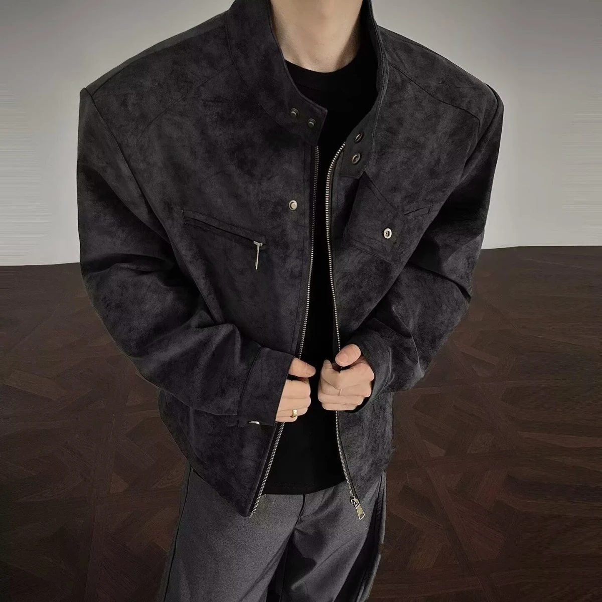 

Мужское повседневное пальто свободного кроя Jaet 2024, весенне-осенний Sli Harajuku Hong Kong Sle Street Faion, корейская версия