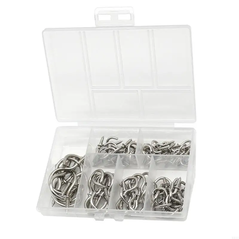 831F Convenient 75pcs Iron Cup Hook Assortment Multiple Sizes Hooks Anti rust Hooks Great for Kitchen Cabinets Wall Desks