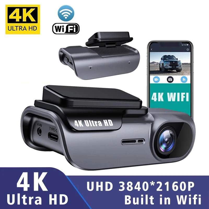 4K 3840*2160P Dash Cam WIFI Car DVR Camera Video Drive Recorder Dashcam Registrar Black Box 24 Hour Monitoring Night Vision