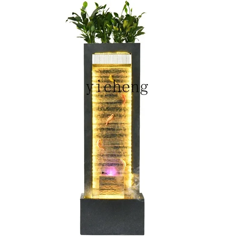 

TQH simple modern flowing water ornament entrance lucky floor circulating water curtain wall screen landscape decoration