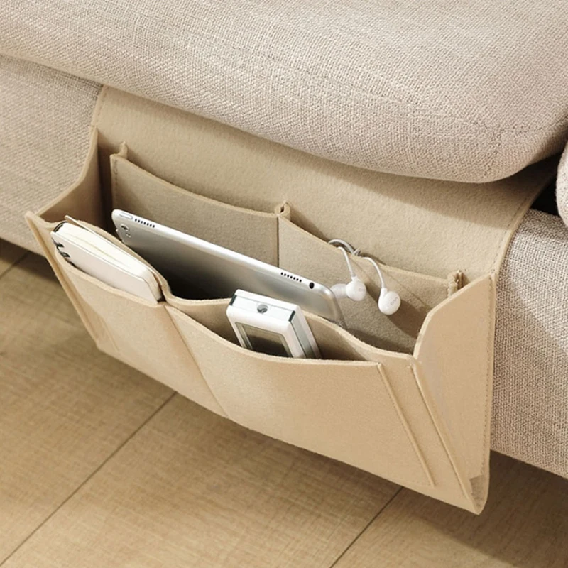 Felt Bedside Storage Organizer Anti-Slip Bedside Bag Bed Sofa Side Pouch Hanging Couch Storage