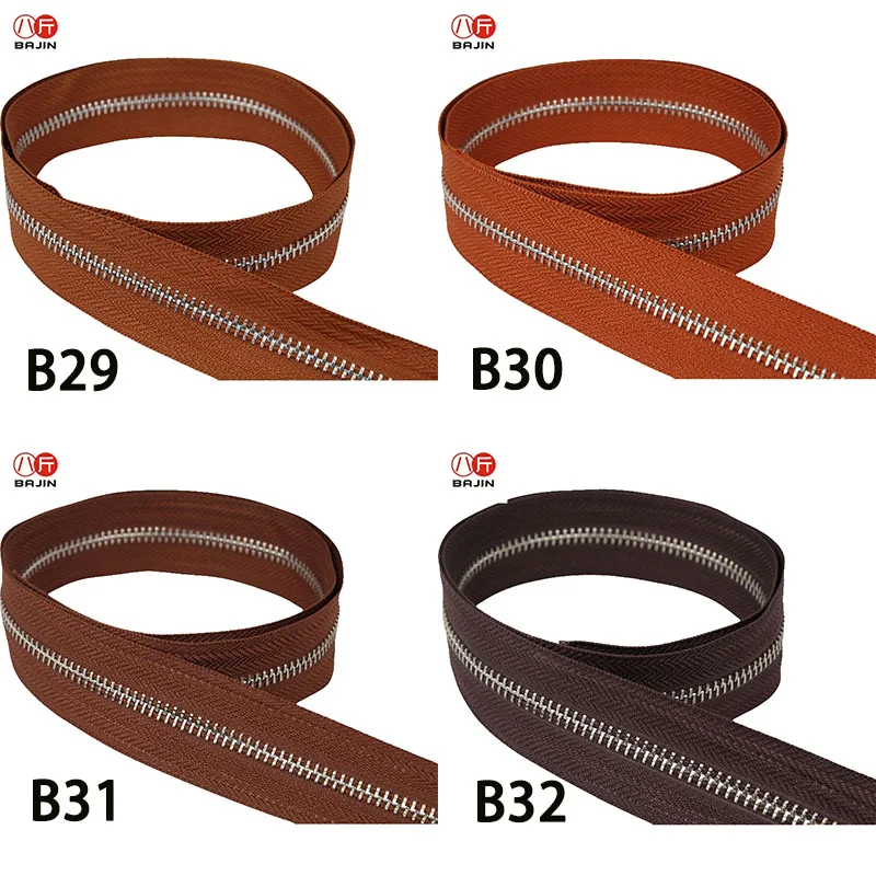 גבוה כיתה 5 # שרשרת נחושת שרשרת כסף zipper יחיד פתוח-סוף את הקקי קרם-לבן חאקי-לבן רוכסן קפה חום