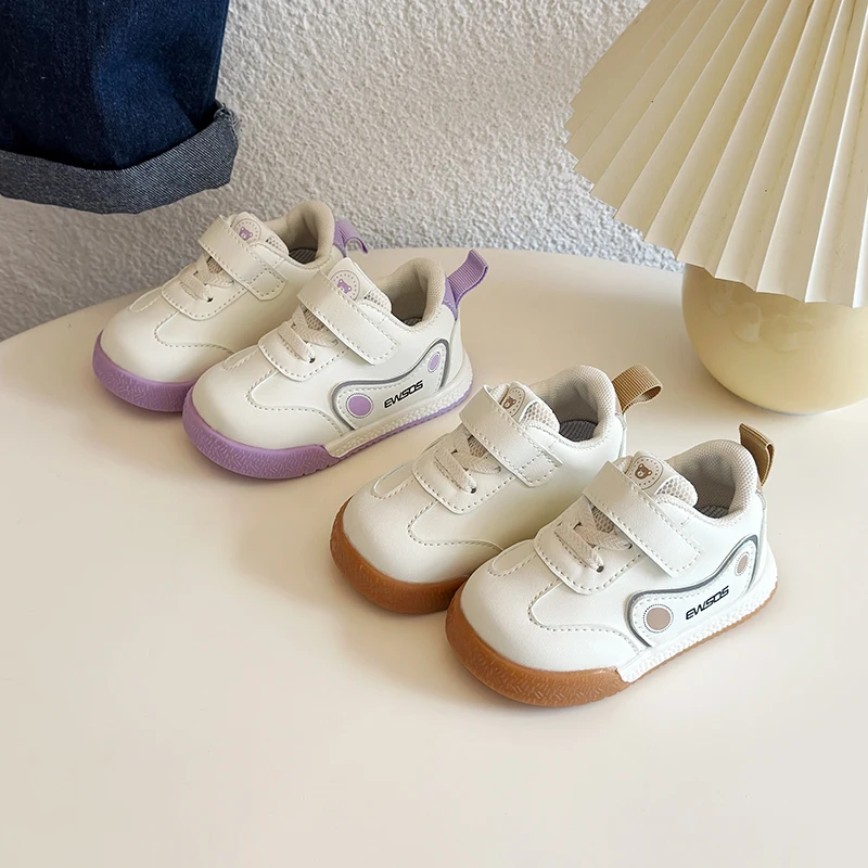 

Милая детская повседневная обувь с закрытым носком и мягкой подошвой, детская спортивная обувь на липучке, осень 202, кроссовки для бега для девочек, нескользящие, размер 15-25