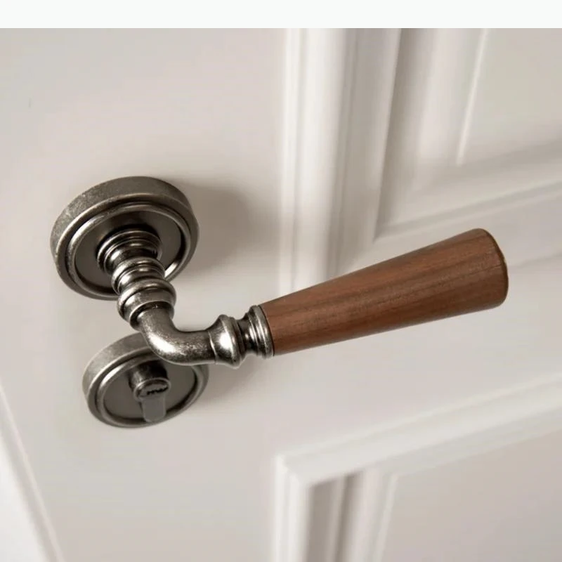 

Zinc Alloy Door Lock Walnut Wood Handle Room Lock Indoor Silent Lock Secure Split Locks Door Hardware Accessories