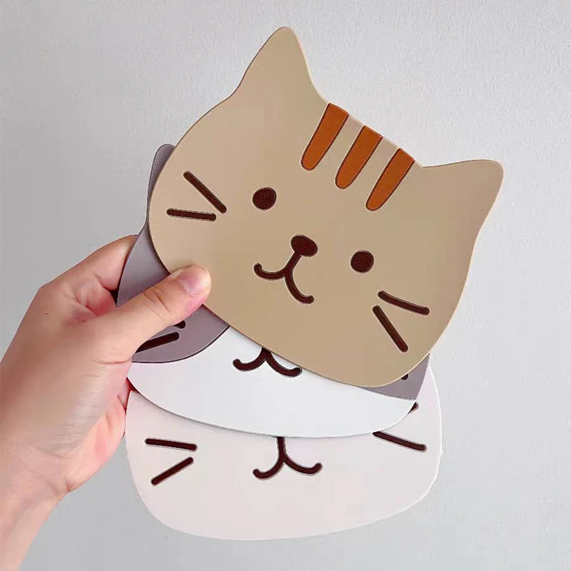 

Cute Cat Cartoon Silicone Coaster, Non-Slip Insulated Table Mat, Drag Mat, Anti-Scalding