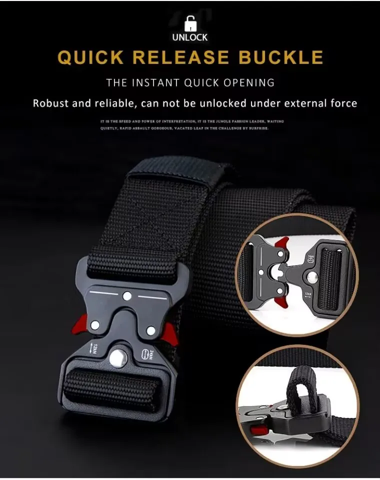 1 piece tactical belt for men; outdoor sports and leisure quick release buckle belt; hot sale image 5