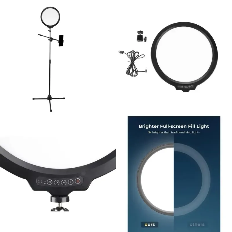 WF FL-12RF 12 inch flat fill light, with 55 inch floor bracket, full screen soft lighting, suitable for video recording,