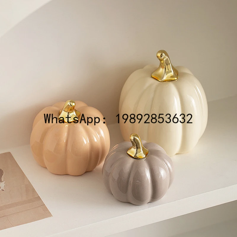 

Ceramic Handicrafts Simulated Pumpkin Statue Handmade Pumpkin Ornament Halloween Decorative Accessories Decorative Figurines