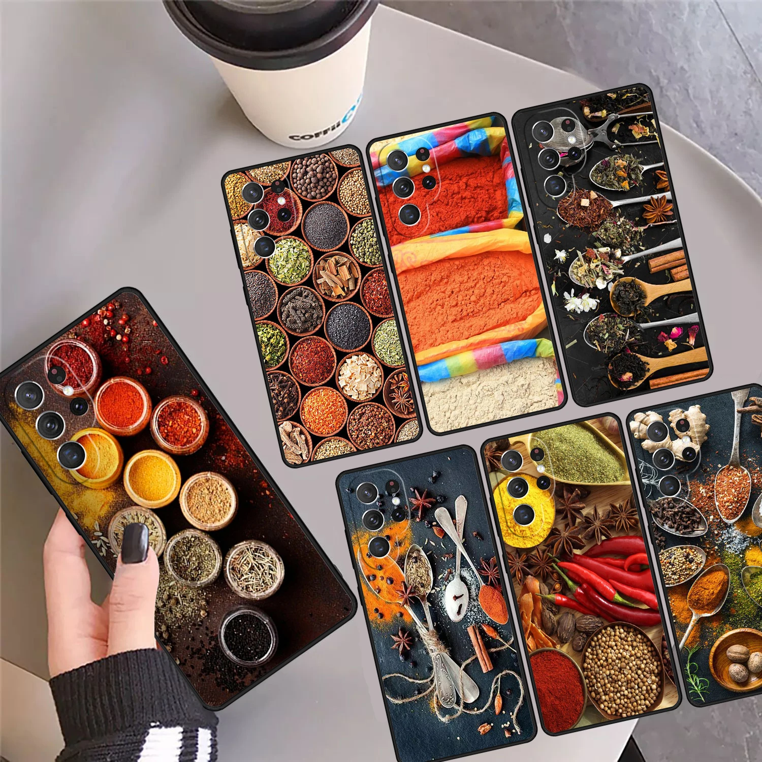 Spices Seasoning Cooking Chef Phone Case Cover For Samsung Galaxy S24 Ultra 23 S22 Plus S21 FE S20 S8 S9 S10 Note 10 Pro 20