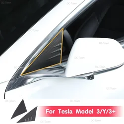 Real Carbon Fiber for Tesla Model 3/Y/3+ A Pillar Window Triangle Spoiler Decorative Patch New Model3 Highland 2024 Accessories