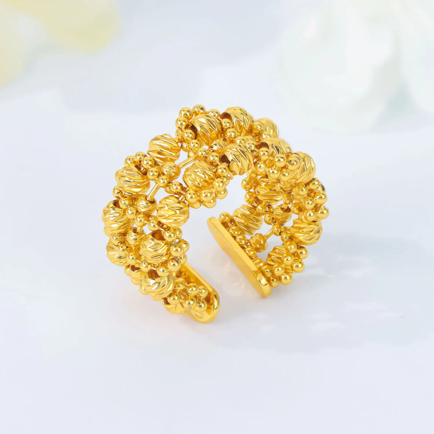 Türkische Mode Münzen Ring 24k vergoldet Dubai einfache Cocktail Paare Ringe Nigeria Frauen Braut Hochzeit Party Schmuck – Detail 11