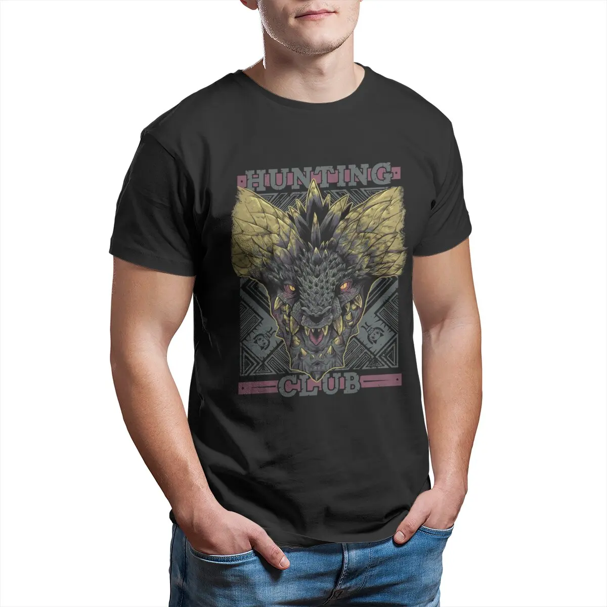 Monsterjager Wereldjacht Club Nergigante Unisex T-Shirt Voor Heren 100% Katoen Vrije Tijd T-Shirt Rpg Game Tee Tops Zomer