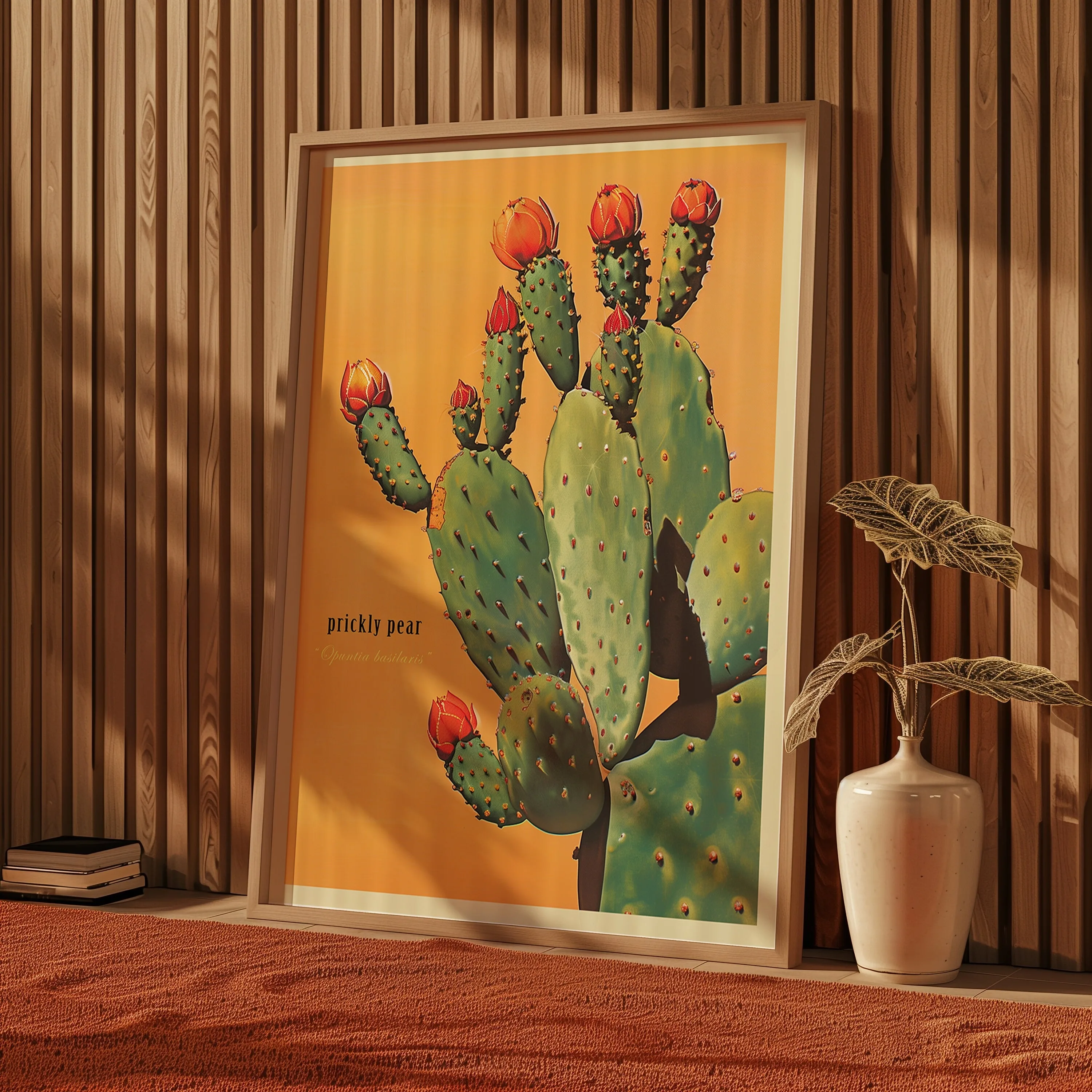 Vintage Prickly Pear Cactus Print, the Sonoran Desert Print Retro Outdoors Poster, Arizona Cabin Cottage Wall Art, Botanical Art
