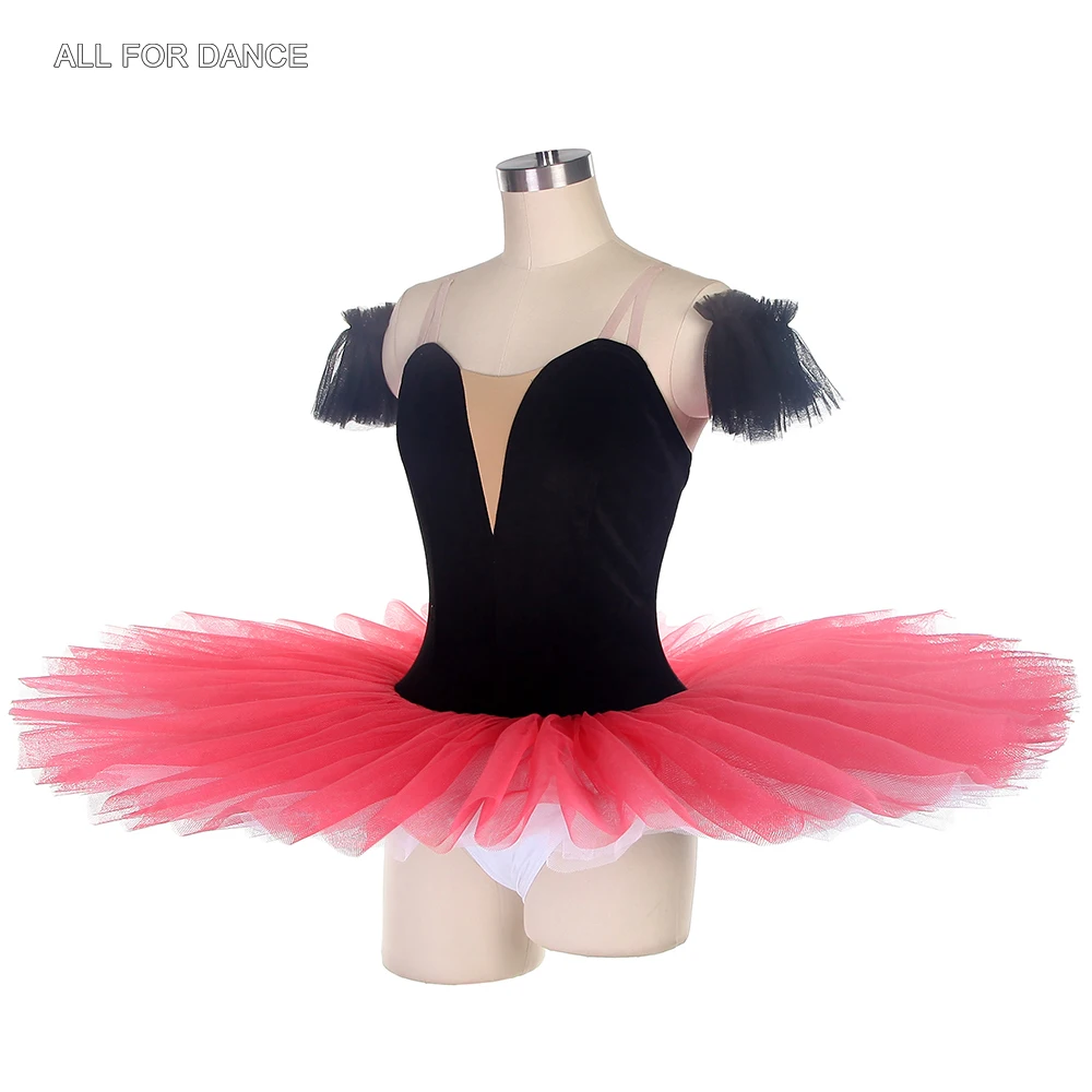 BLL096 Top negro tutú de tul rosa fuerte trajes de baile de Ballet preprofesionales tutú de panqueque trajes de baile tutú de Ballet clásico