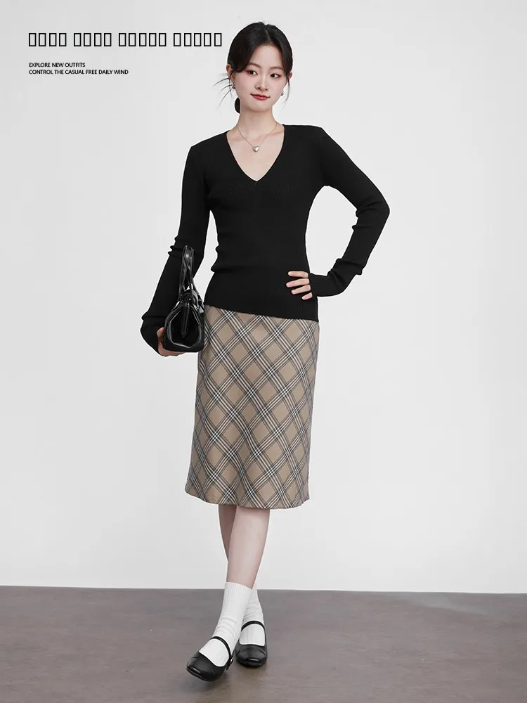 

Женский облегающий трикотажный свитер с V-образным вырезом для похудения, базовый слой, осенне-зимняя модная облегающая модель Pure Desire, внутренняя одежда