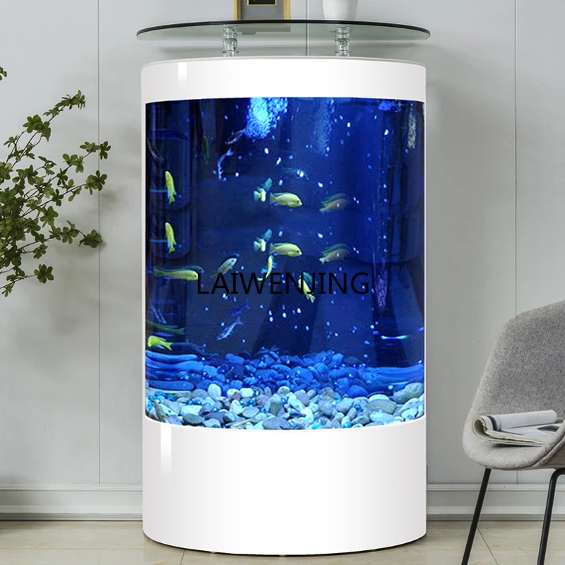 HLZ semi-circular glass fish tank living room household aquarium vertical water-free floor tank