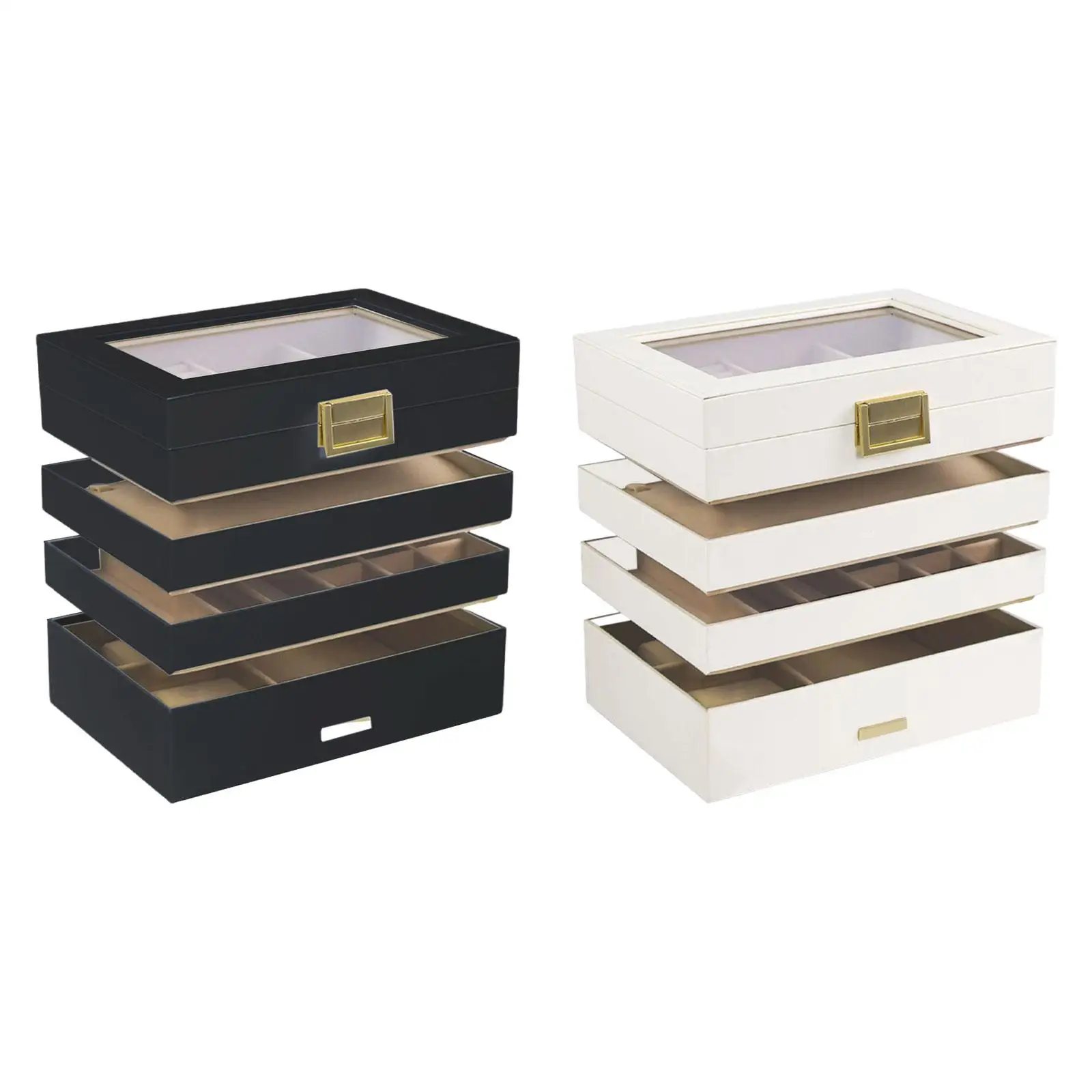 Jewelry Box Stackable Soft Lining Vanity Jewelry Organizer Case for Necklaces Watches Earrings