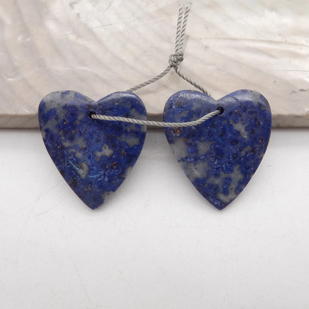 Natural Blue Spot Jasper Heart-Shaped Earring Beads For Womens,Unique Gift DIY Earring Semiprecious Stone