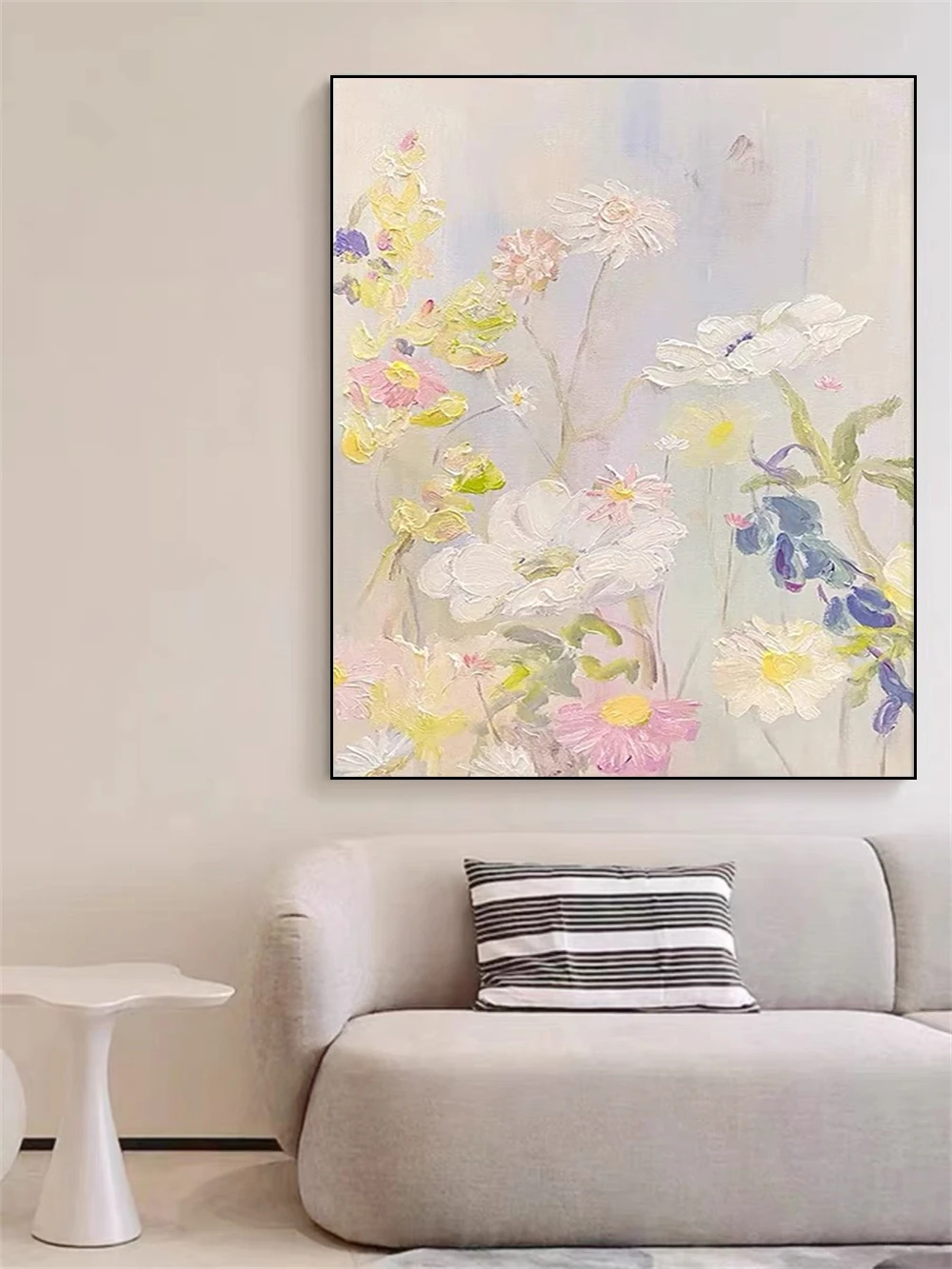 100% Hand Drawn Abstract Floral Texture Canvas Painting Nordic Interior art Painting For Home And Living Room Decor pictures