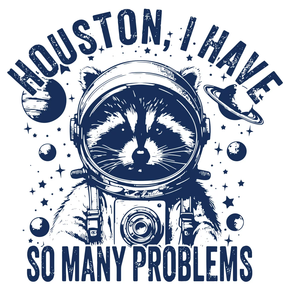 1 pieza de pegatina de transferencia de calor de vinilo con patrón de mapache de astronauta de gran tamaño, pegatina de transferencia de hierro lavable