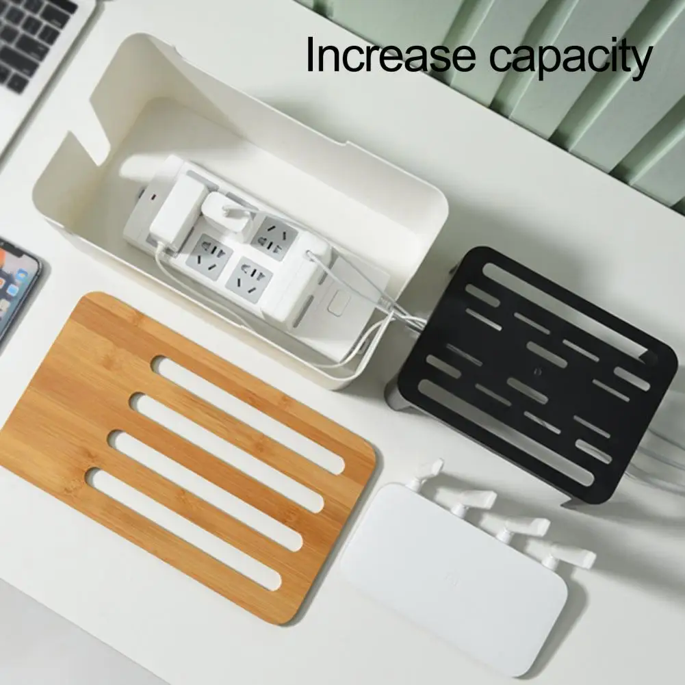 

Data Cable Organizer Useful Save Space Raised Bottom Set-Top Box Plug-In Board Socket Wire Storage Box Office Supply