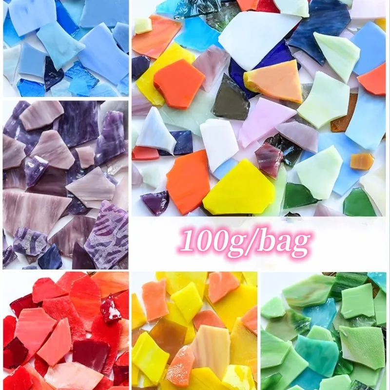 

100g Irregular Shape Mica Mosaic Tiles DIY Craft Colored Fragments Glass Tile Mosaic Making Materials Home Wall Decorative