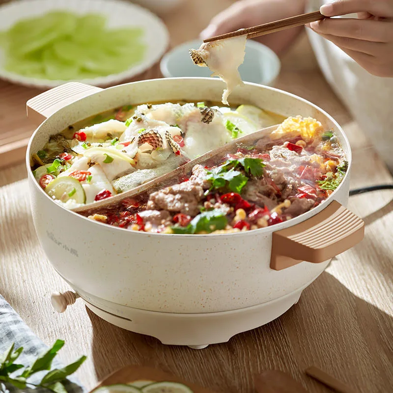 5L หม้อไฟฟ้าอเนกประสงค์1360วัตต์เครื่องปั่นอาหารไฟฟ้าใช้ในครัวเรือนหม้อหุงข้าวไม่ติดกระทะหม้อหุงข้าว220โวลต์