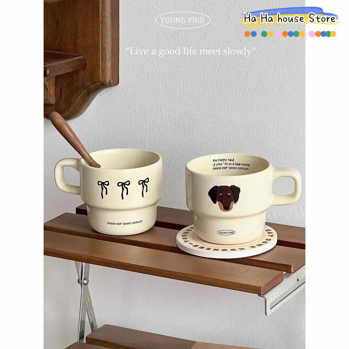 Advanced Sausage Original Ceramic Mug Popular Dog Cartoon Coffee Ceramic Cup Stacked High Beauty Gift Household Coffee Cup