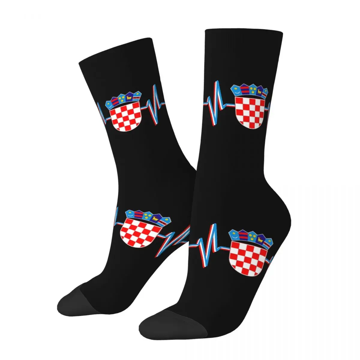 Croatia Flag Pulse Heartbeat Heart EKG Country Unisex Winter Socks Cycling Happy Socks street style Crazy Sock