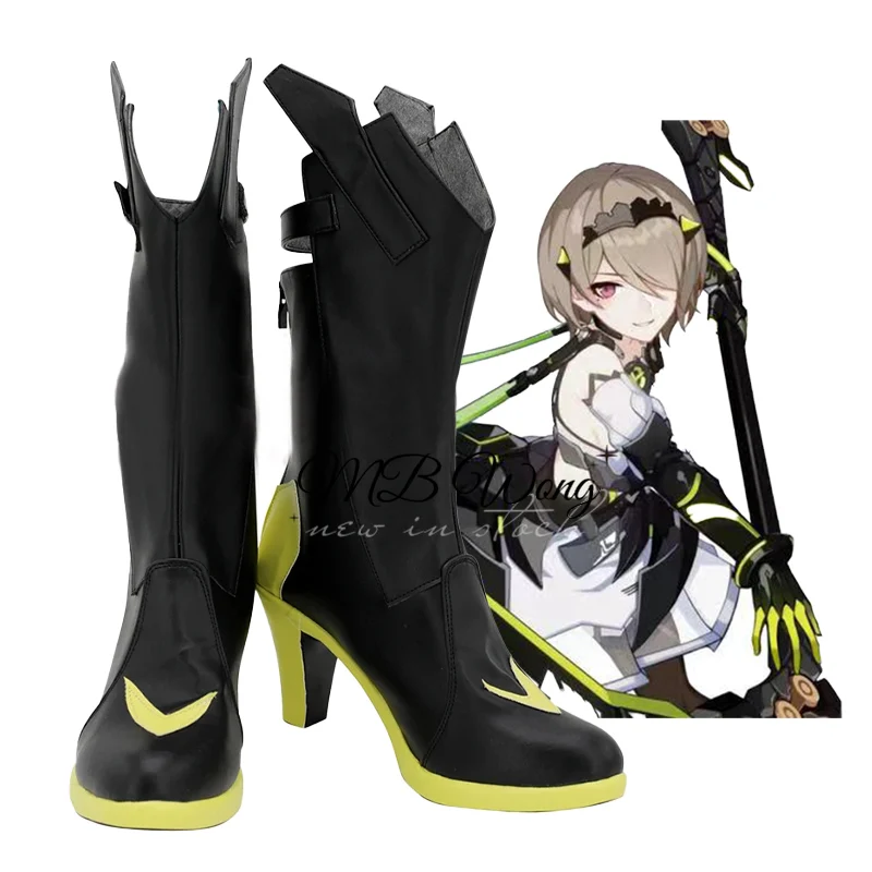 

Honkai Impact 3rd Rita Rossweisse Black Cosplay Shoes Leather Custom Made Any Size For Unisex Halloween Party Prop