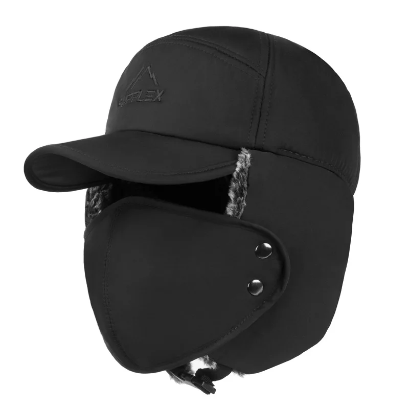 Chapeaux de bombardier coupe-vent avec oreillettes pour hommes, masque d'hiver, chapeau chaud, Trooper, chapeaux de ski