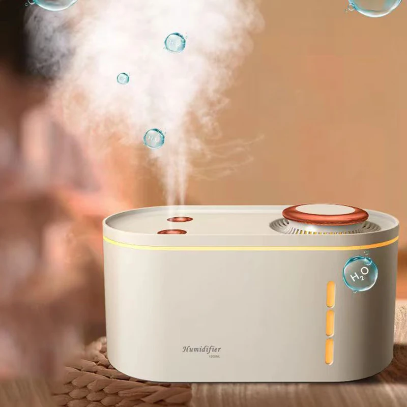 Umidificatore d'aria Wireless di grande capacità da 1200mL diffusore di aromi per olio essenziale domestico ricaricabile doppio ugello con luce 2022 nuovo
