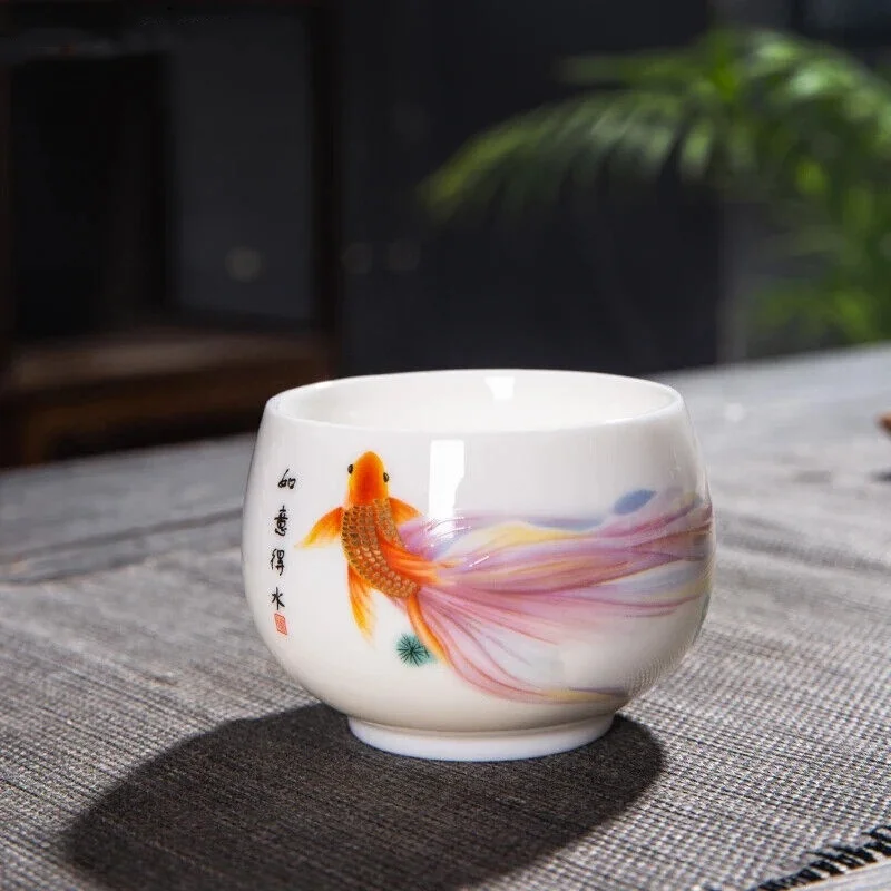 Hand-painted White Porcelain Master Cup Exquisite Ceramic Tea Cups Chinese - style Home Decorations