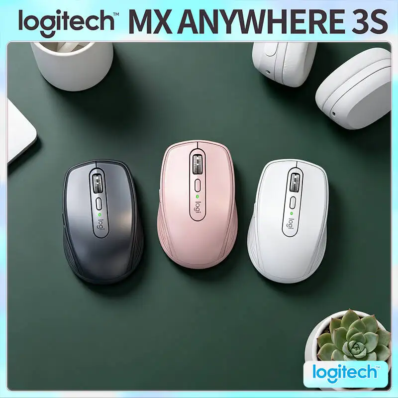 Logitech MX Anywhere 3S Portable Mouse - 8K DPI Glass Tracking, MagSpeed Scroll, Silent Click, USB-C Quick Charge for Office