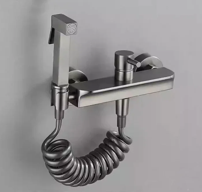 Toilet Bidets Sprayer Bathroom Accessories Cold And Hot Water Mixer Bidet Faucet Wall Mounted Brushed Gold/gunmetal Grey