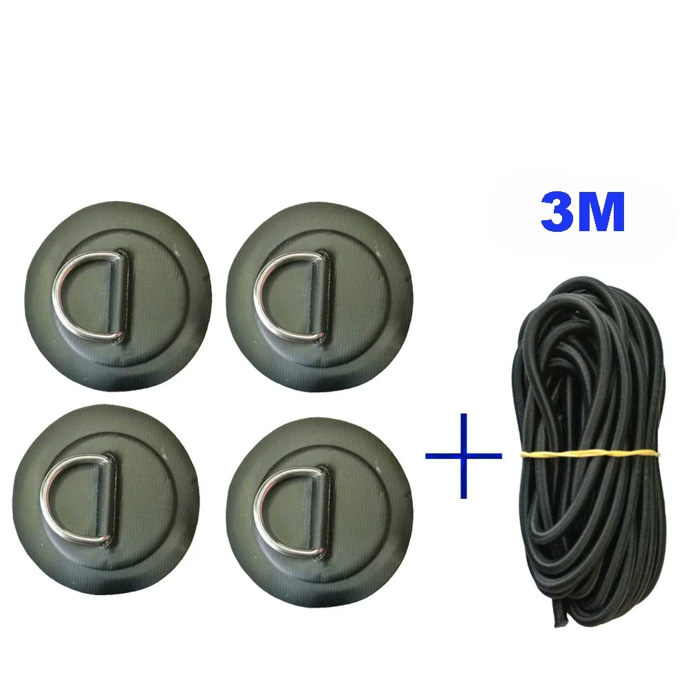 Toppa in PVC per gommone per tavola da surf con anello a D in acciaio inossidabile Rigging per ponte Sup Anello rotondo Pad Kit di corda elastica elastica da 5 m