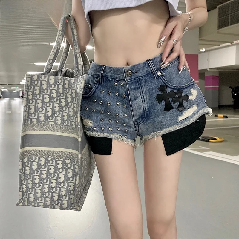 

Sweet And Spicy Low Waist Denim orts Women's Summer Design Wide Leg Trendy Pants Casual Faionable ort Jeans