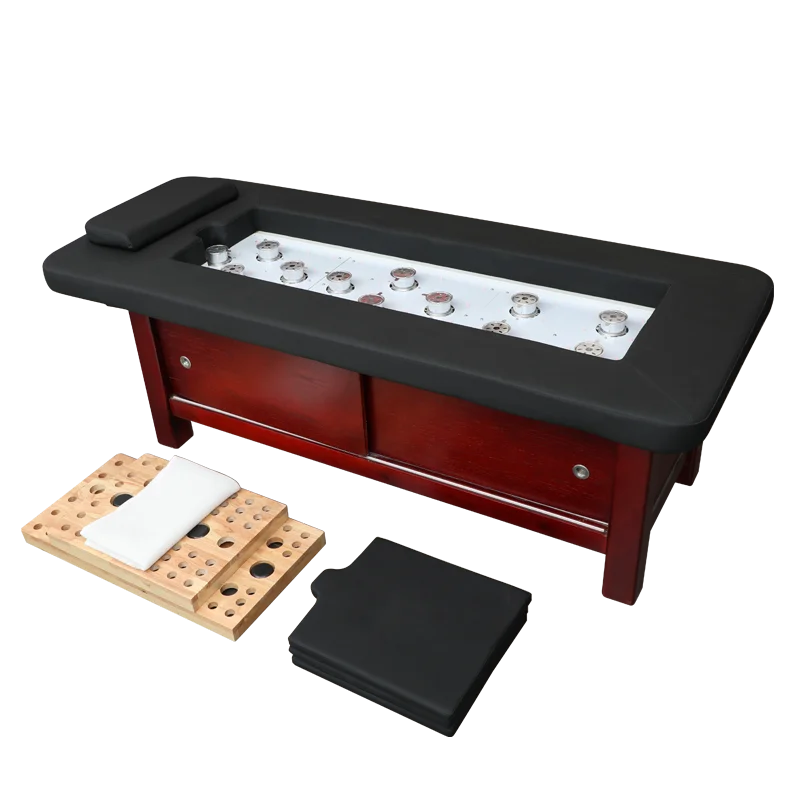 Fully intelligent smokeless moxibustion bed, multifunctional solid wood beauty salon dedicated massage and sweat steaming bed