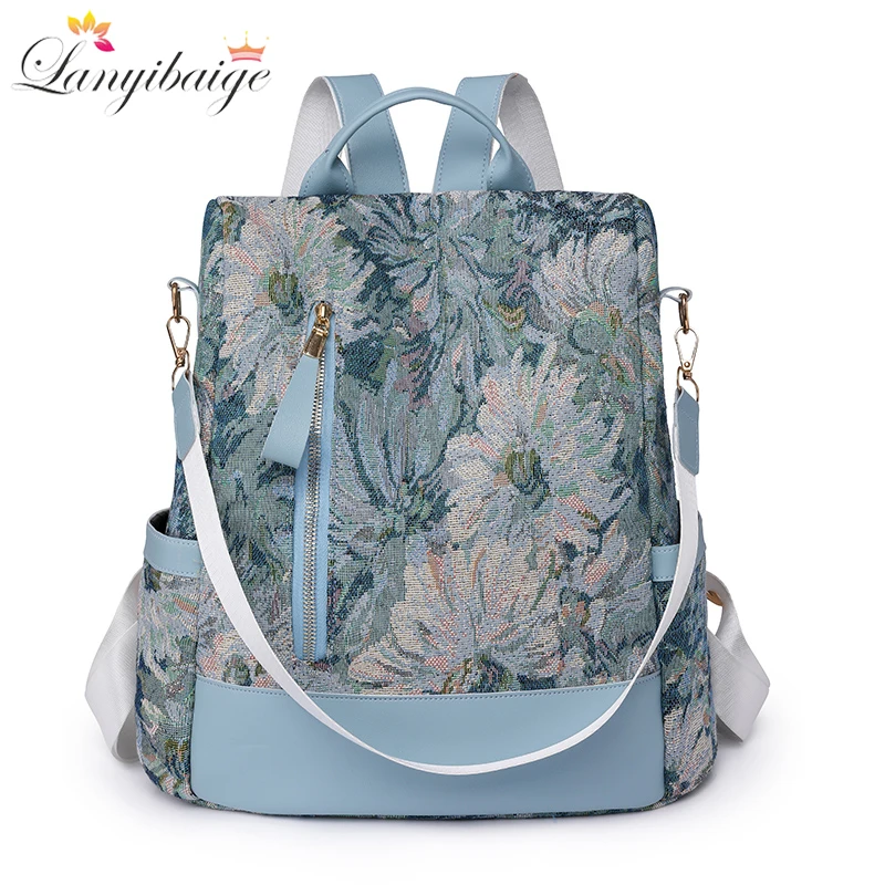 2024 Fashion Women Nylon Backpacks Female School Book Bags Large Capacity Shopping Travel Knapsack Femme New Casual Rucksack Sac