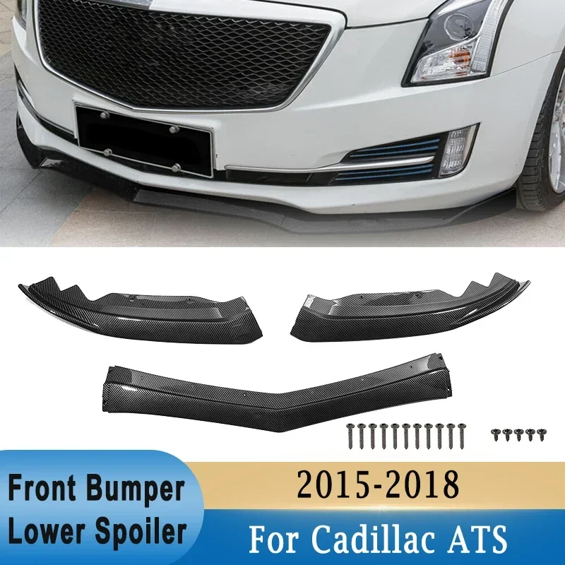 For Cadillac ATS 2015-2018 Carbon Fiber Front Lower Bumper Spoiler Lip Bumper Guard Cover Body Protector