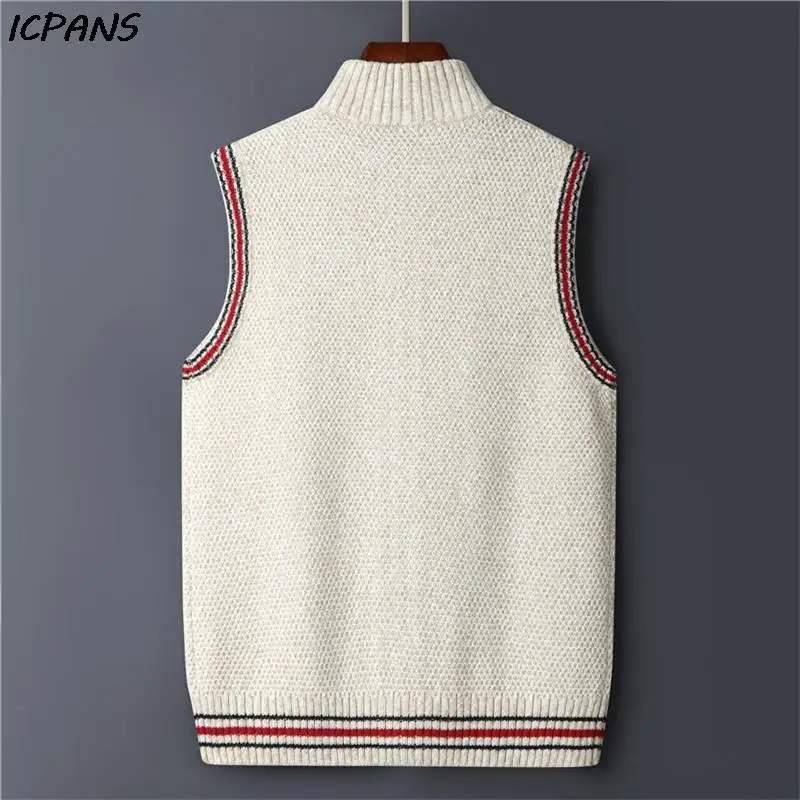 Cardigan Knitted Vest jacket Sweater Men Korea Clothing Casual Sleeveless Jackets Male Pullover Kint Wear Outwear Autumn