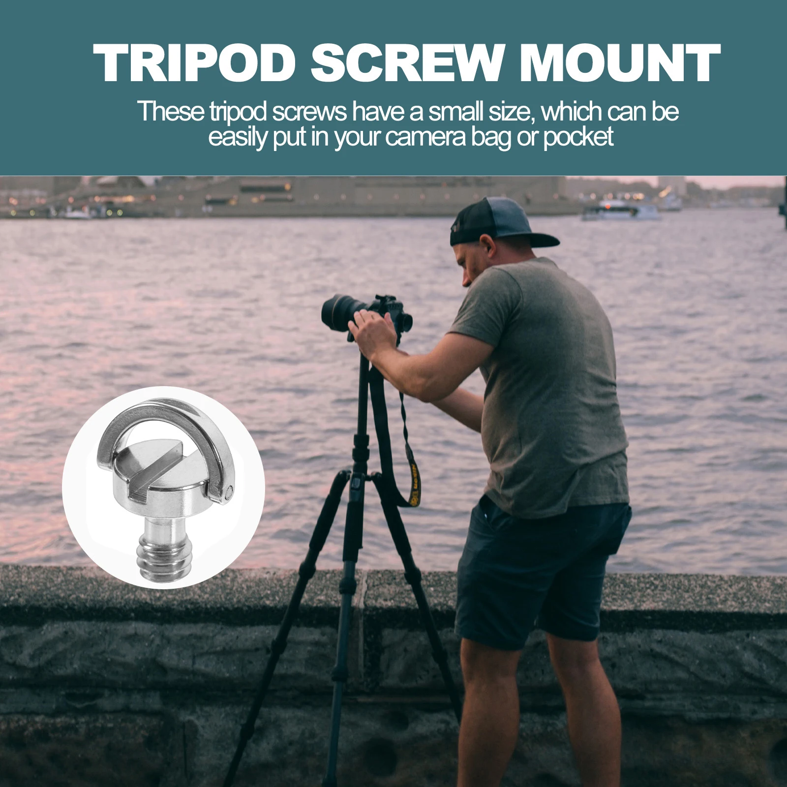 

5Pcs Tripod Screw Mount D Ring Camera Screws Quick Release Anti Rust Iron Material Compatible with Action Cameras Telescopes