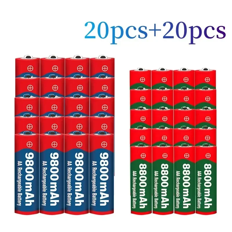 

2023 New 1.5V AA 9800 mAh+1.5V AAA 8800 mAh Alkaline1.5V Rechargeable Battery For Clock Toys Camera battery+free shipping