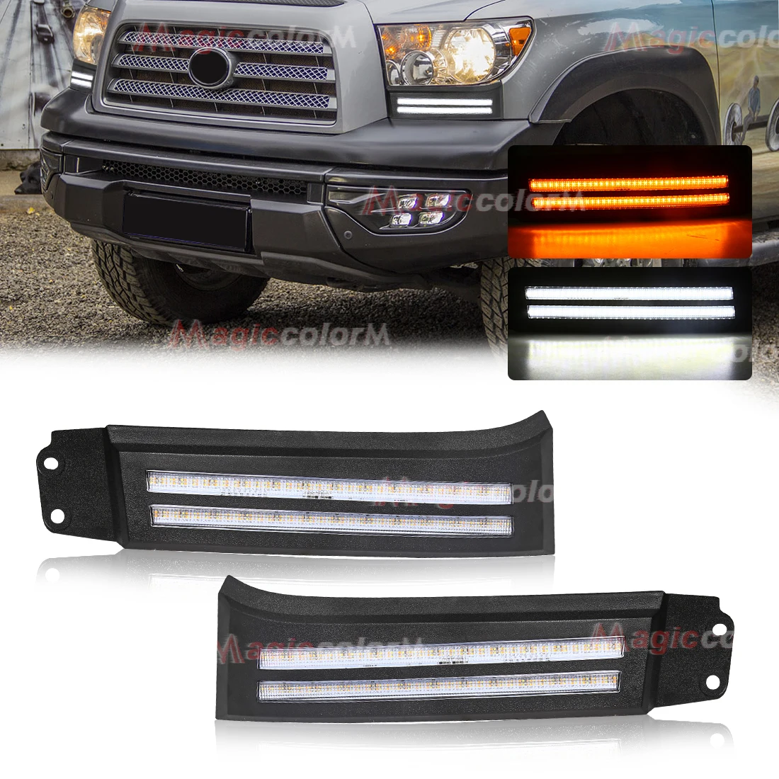 

Car LED Daytime Running Light Assembly For Toyota Tundra Sequoia 2007-2017 White Yellow DRL Turn Signals Headlight Fog Lamp 12V