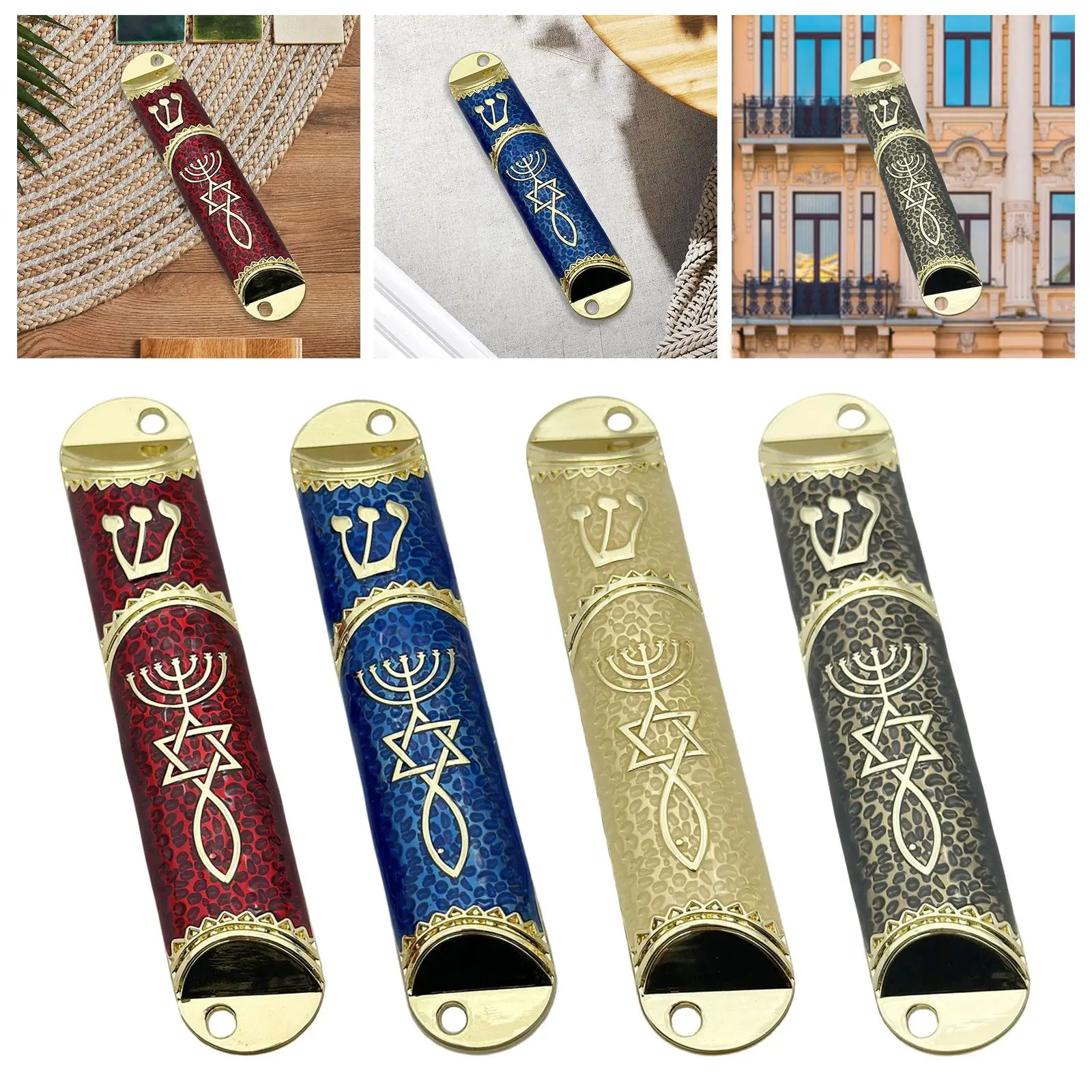 4.1inch Jewish Mezuzah Case Cover Zinc Alloy Judaica Gift Front Door Decoration Handcrafted for Housewarming Gift Sturdy