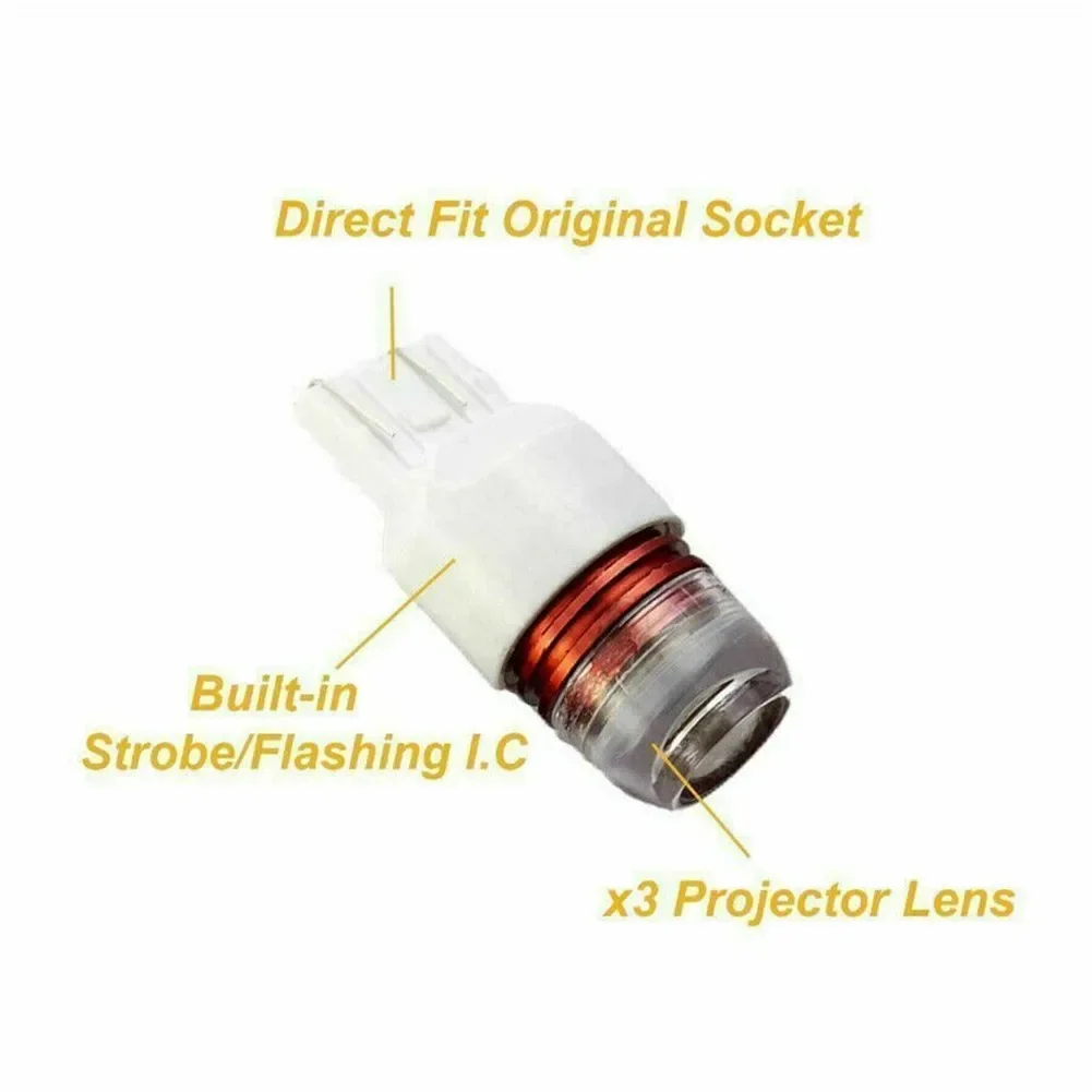 2Pcs Flash Strobe 3157 LED Strobe Light Bulb Car Led Brake Tail Light Signal Stop Back-Up Bulb Lights Source Red