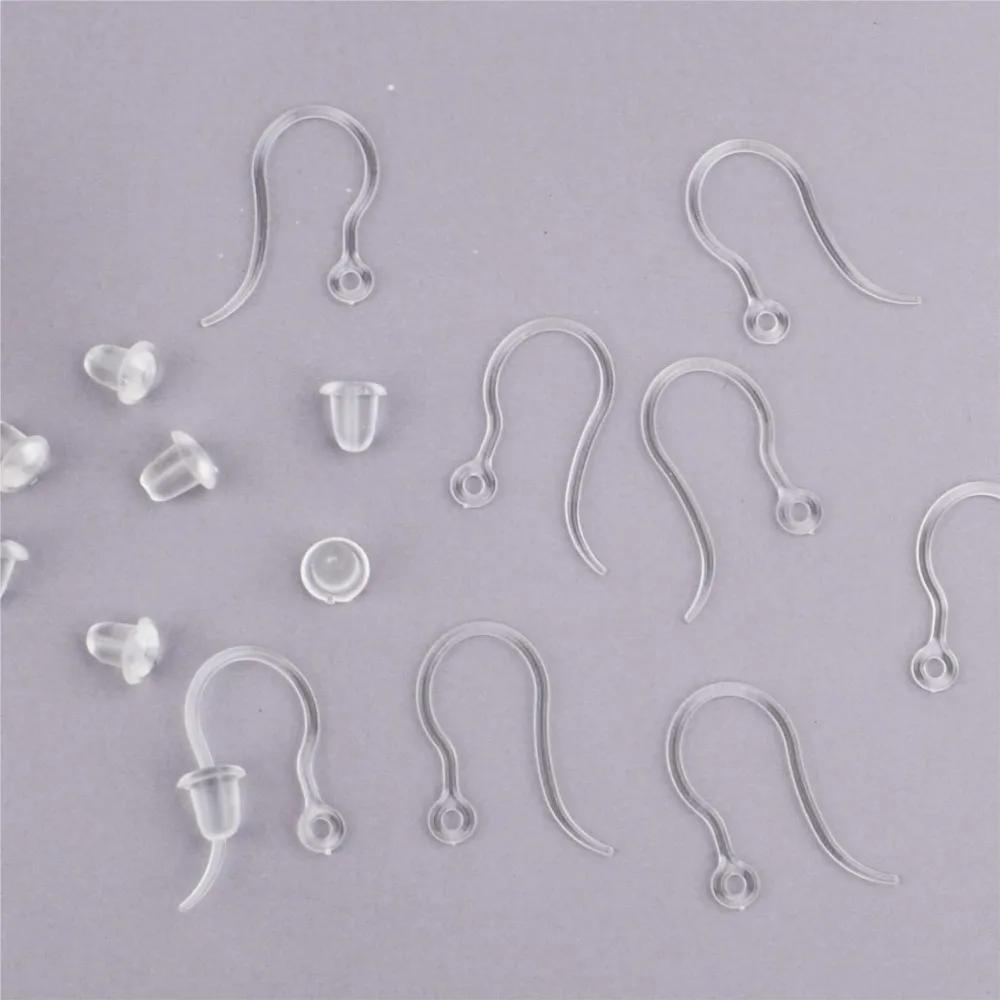 ตะขอเกี่ยวต่างหูพลาสติกใส 40 ชิ้น พร้อมห่วงแบบตะขอเกี่ยวปลาฝรั่งเศส พร้อมจุกปิดต่างหูแบบใส สำหรับทำเครื่องประดับ DIY