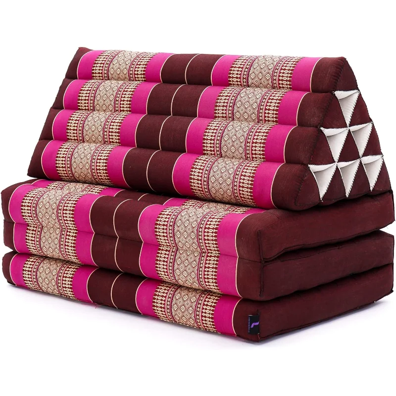 سجادة ثلاثية الطي XXL مع وسادة مثلثة - وسادة تلفزيون ثابتة، مرتبة قابلة للطي مع وسادة مصنوعة من كابوك، 67 × 31 بوصة، Li #5