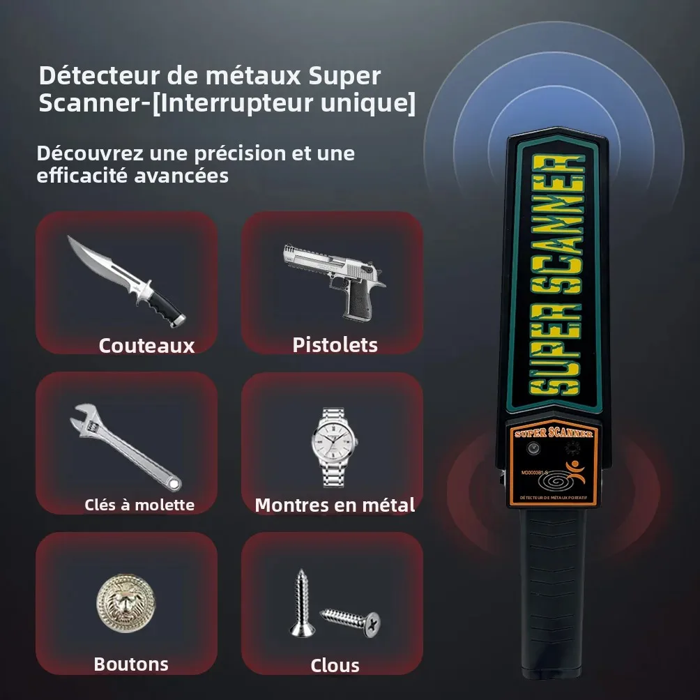Détecteur de métaux portatif à un seul bouton, haute sensibilité, pour l'inspection et la vérification de la sécurité publique, dispositif de sécurité portable