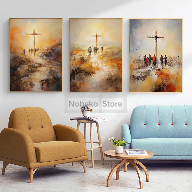 The Holy Cross Jesus Christ Abstract Christian Art Bible Posters Prints Canvas Painting Wall Art Pictures Home Room Decor Gift